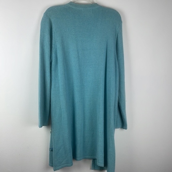 Victor Costa Sz L Silk, Angora Rabbit Hair, Long Line Blue Sequined Sweater - Picture 7 of 8